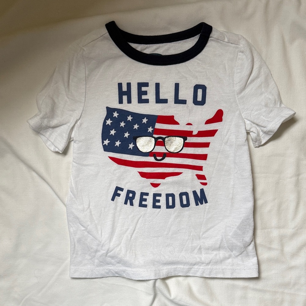 Old Navy Kids White Tee with USA Graphic